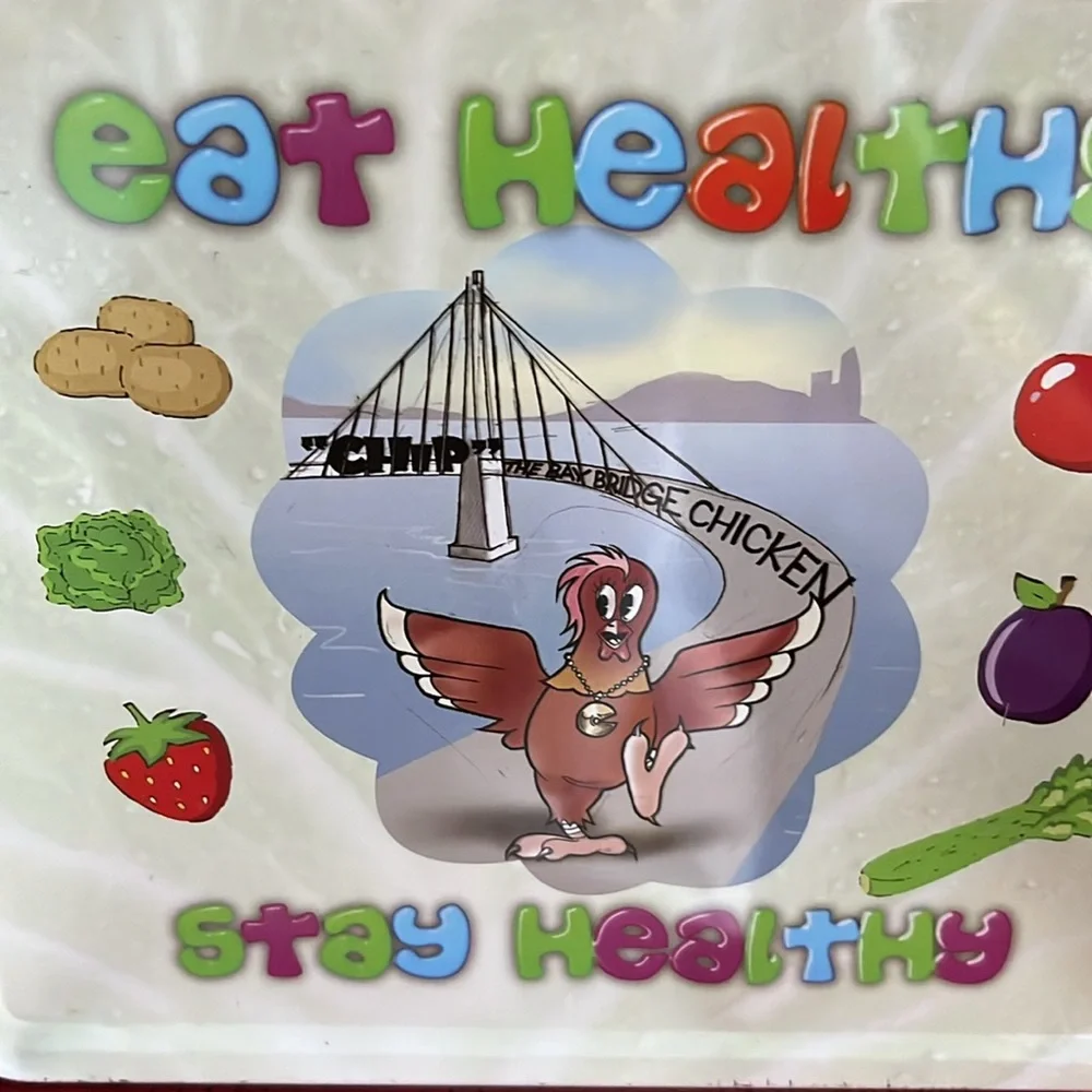 Vintage Chip the Bay Bridge Chicken lunch box, San Francisco  Colorful